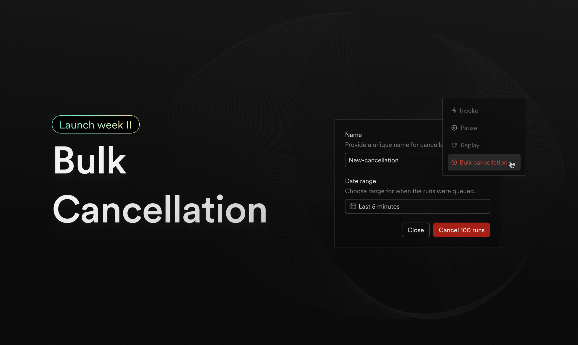 Featured image for Bulk cancellation UI: the latest addition to Inngest's recovery tool suite blog post